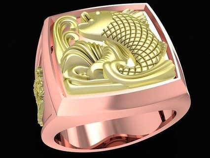 18k men ring carp dragon horse 3362 jewelry fashion accessories gold diamond man new design rings 3d print model - Mito3D
