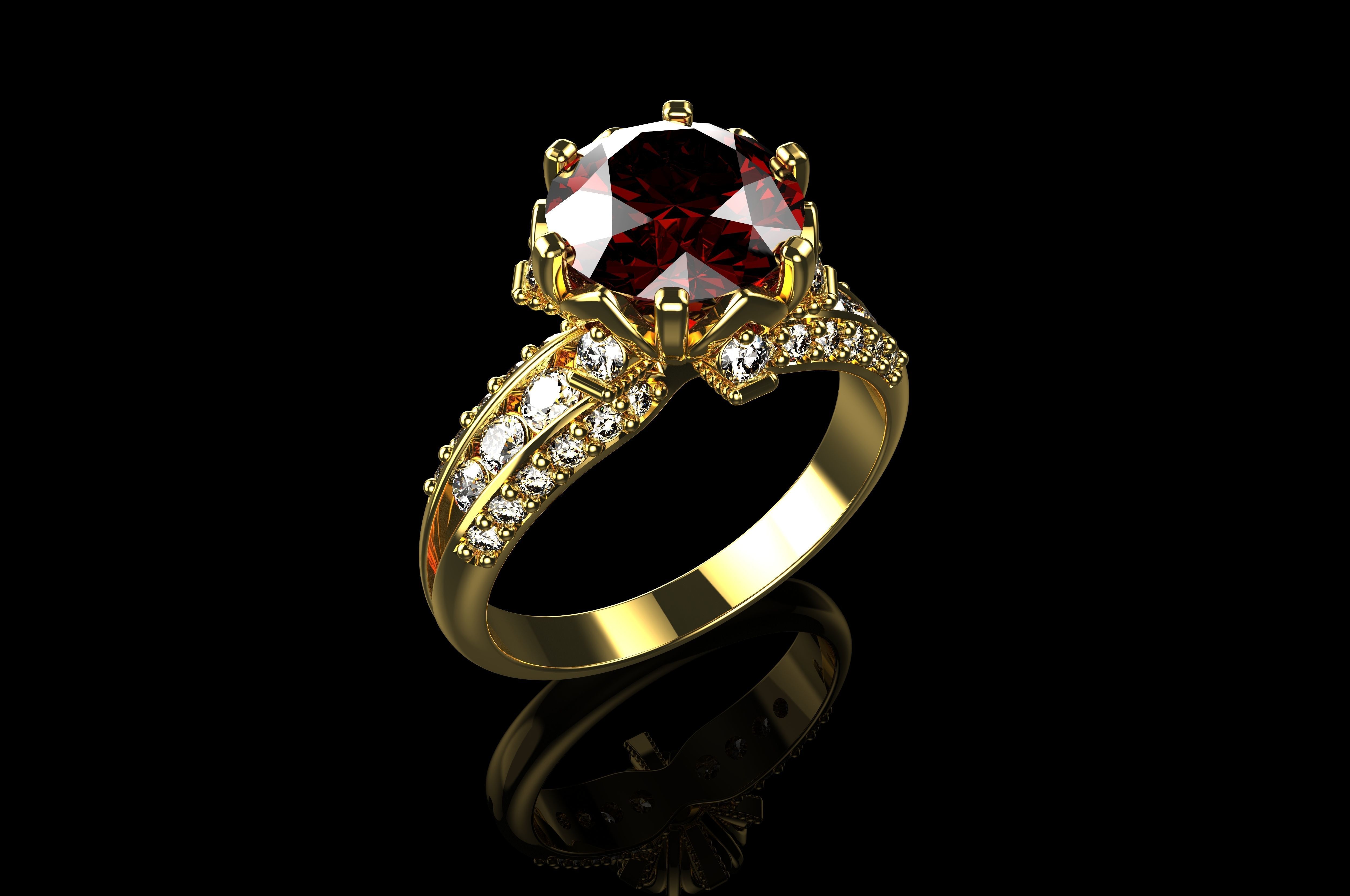 18k amarelo anéis de noivado diamantes 6 jóias ouro diamante prata o engajamento casamento branco anel da forma brilhantes safira ruby moda beleza brillant diamant vintag cad esmeralda 3D print model - Mito3D