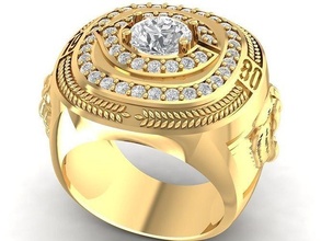 1980 fengshui lucky diamond tiger men ring 3137 jewelry fashion accessories gold man design zodiac rings 3d print model - Mito3D