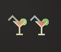 Des années 1980 de style cocktail pin v1 bijoux idemaria 80 vintage moderne kitsch la mode rétro tv pop danse néoclassique classique mtv popart saint-valentin cadeau l'amour martini l'habillement pendentifs 3d print model - Mito3D