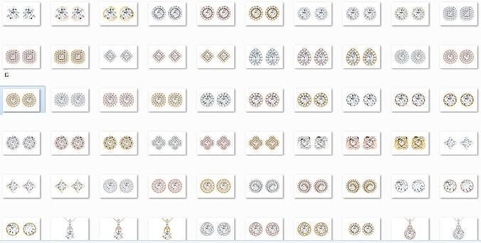 19 solitario pendente orecchini impostato 3dm stl dettagli massa ciondolo donna diamanti stampabile oro gioielleria diamante ciondoli fidanzamento 3D print model - Mito3D