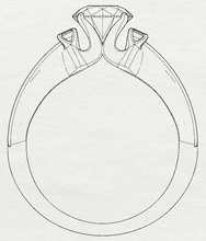 1 carat taille brillant 2 émeraudes bijoux de la mode l'anneau 1ct le diamant les anneaux 3d print model - Mito3D