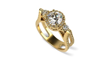 1 carat center stone engagement ring jewelry diamond gem wedding gemstone gold brilliant brillant rings 3d print model - Mito3D