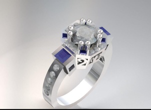 1 carat pierre centrale ouvrir bague de réglage mariage bijoux centre l'anneau pave le or les anneaux 3d print model - Mito3D