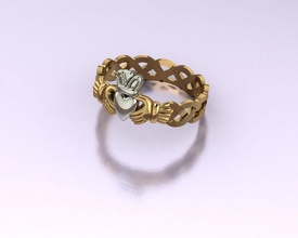 claddagh ouro anel jóias mãos coração amar comprometimento casamento joalheria argolas 3d print model - Mito3D
