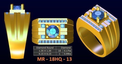 1 model diamond menring korea 13 gold jewelry ring gem rings 3d print model - Mito3D