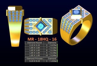 1 modello di diamante menring corea del 16 oro gioielli anello gemma anelli 3d print model - Mito3D