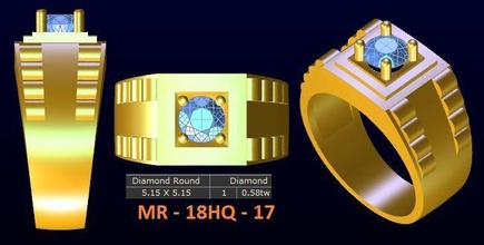 1 model diamond menring korea 17 gold ring jewelry gem rings 3d print model - Mito3D