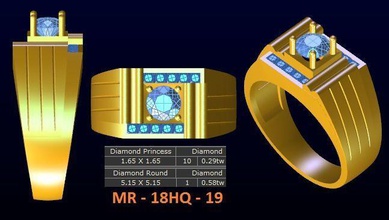 1 modelo diamante menring coreia 19 ouro jóias anel gem anéis 3d print model - Mito3D