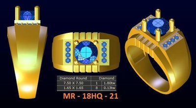 1 modello di diamante menring corea del 21 oro gioielli anello gemma anelli 3d print model - Mito3D