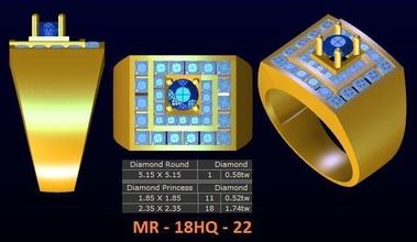 1 modello di diamante menring corea del 22 oro gioielli anello gemma anelli 3d print model - Mito3D