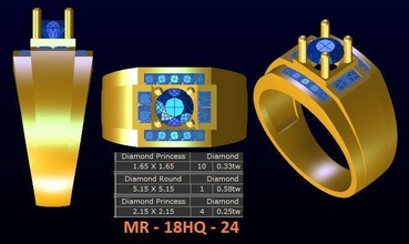 1 model diamond menring korea 24 gold jewelry ring gem rings 3d print model - Mito3D