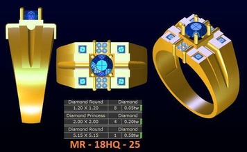 1 modello di diamante menring corea del 25 oro gioielli anello gemma anelli 3d print model - Mito3D