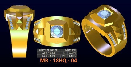 1 modelo diamante menring coreia 4 ouro jóias anel gem anéis 3d print model - Mito3D