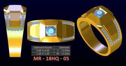 1 modelo diamante menring coreia 5 ouro jóias anel gem anéis 3d print model - Mito3D