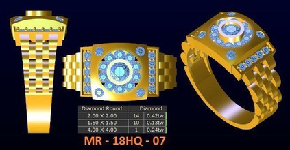 1 7 elmas menring Kore modeli altın takı yüzük gem 3d print model - Mito3D