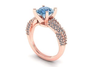 1 stein verdrehte diamant ring 395 schmuck druckbar silber juwel liebe platin brillant gold sterling mode schönheit luxus kleidung rubin ringe 3d print model - Mito3D
