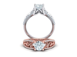 1ct barocco noivado anel imprimível clássico argolas diamante pedra prong brilhante ouro moda eua canadá americano europa israel belguim ásia joalheria 3d print model - Mito3D