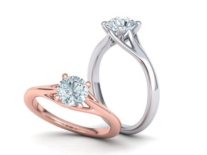 1ct anello di fidanzamento con diamante solitario 3dmodel diamanti lucente gioielli stampabile usa il canada europa francia israele 4claw 4prong solitaire 3dprinting brillante oro anelli 3d print model - Mito3D