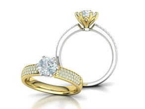 1ct diamante solitario fidanzamento squillare toni 3dmodel gioielleria anelli brillante moda tono stampabile uniti d'america canada israele europa uk cad oro 3d print model - Mito3D