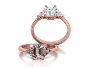 1ct Smaragd Schnitt Diamant Engagement Ring 3dmodel brillant Schmuck Mode Ringe Mossonait Mossonit USA Kanada Europa Frankreich 3d print model - Mito3D