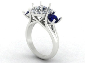 1ct halo-Spalier Schmuck diamond engagement halo Spalier designer Mode Hochzeit Braut 3stone Ringe 3d print model - Mito3D