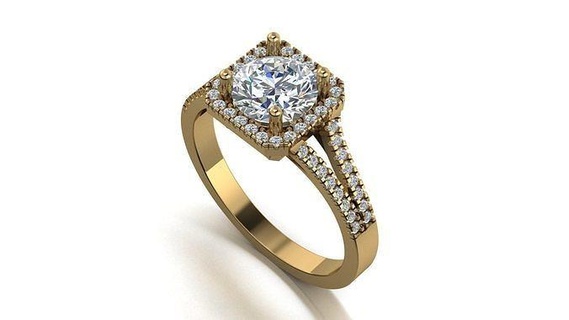 1ct runden Engagement Diamant Ring 3dmodel druckbar Modell Schmuck Gold Ringe Hochzeit Silber Mode Platin Juwel abjewels Luxus 3d print model - Mito3D