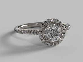 1ct ronde halo - micro pave bague de fiançailles bijoux or l'anneau le diamant gem platine l'engagement les anneaux 3d print model - Mito3D