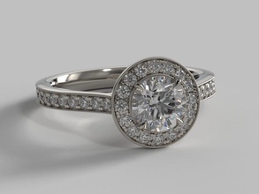 1ct round halo engagement ring diamond jewelry gold platinum diamonds rings 3d print model - Mito3D
