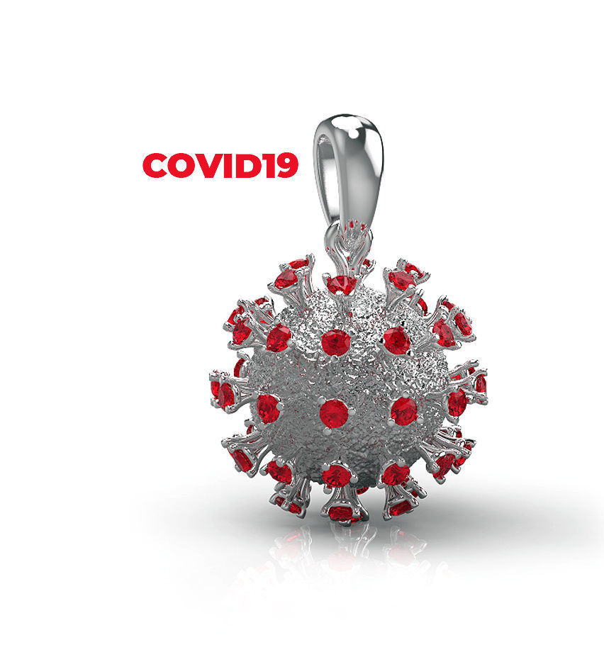 200328 p coronavírus pingente covid19 vírus covid cobiçoso joalheria presente micro microbiologia geométrico quarentena clássico cafajeste imprimível ouro moda pingentes 3D print model - Mito3D
