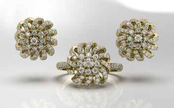 2021 ring earring set matilda jewelry gem 3d rhino beautiful rings 3d print model - Mito3D