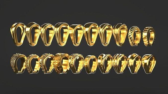 20 alças pingente coleção of 3mm 4mm 5mm tamanhos fiança ouro prata platina imprimível esterlina joalheria suspensão pingentes colar ciclo rotações 3d print model - Mito3D