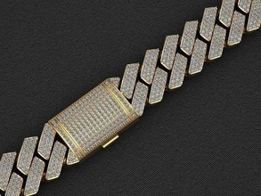 20mm cuban link chain 3 rows diamond bracelet necklace miami monaco gold ny silver jewel jewellery jewelry gem luxury 3dprint printable exclusive hiphopchain necklaces 3d print model - Mito3D