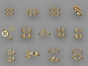 21 morceaux nouveaux anneaux d'or bijoux or de l'anneau collier d'argent imprimable bague en diamant anneau mode les gem blanc brillant beauté boucle d'oreille pendentif le bracelet précieux 3d print model - Mito3D