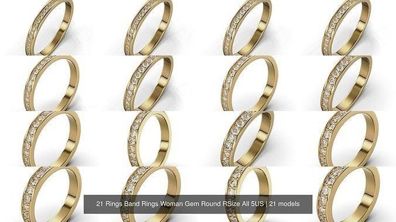 21 anelli gruppo musicale donna gemma giro taglia 5us gioielleria oro argento diamante squillare Fidanzamento gioiello stampabile brillante piegare donne nozze moda design 3d print model - Mito3D