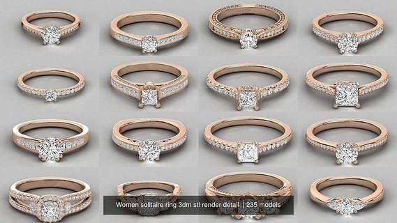 235 women solitaire ring 3dm stl 9 render detail rings sterling printable diamond platinum brilliant wedding engagement jewel jewellery silver jewelry delicate light gold 3d print model - Mito3D
