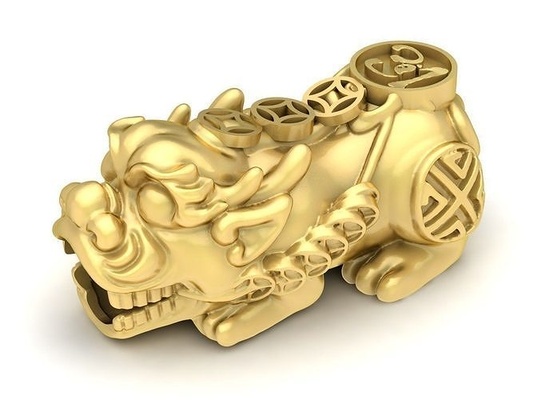 24k charme creux pixiu 3710 bijoux mode accessoires or diamant conception feng shui 3d print model - Mito3D