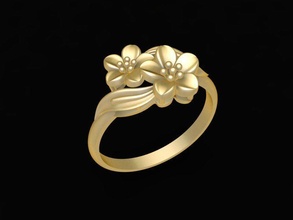 24k flower ring 1630 jewelry fashion accessories gold diamond man men woman women unisex design fengshui rings 3d print model - Mito3D