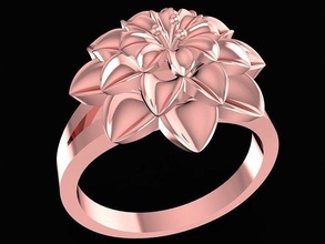 24k flower ring 2838 jewelry fashion accessories gold diamond woman women design rings 3d print model - Mito3D