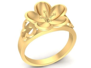 24k flower ring 2907 jewelry fashion accessories gold diamond woman women design fengshui rings 3d print model - Mito3D