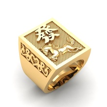 24k oro anillo caballo hombres 38 joyería joya moda accesorios diamante hombre diseño anillos 3d print model - Mito3D