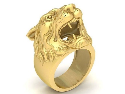 24k testa tigre squillare 3609 gioielleria moda Accessori oro diamante design feng shui uomo uomini anelli 3d print model - Mito3D