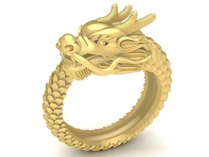 24k lucky fengshui china dragon ring 3619 jewelry fashion accessories gold diamond man men new design rings 3d print model - Mito3D
