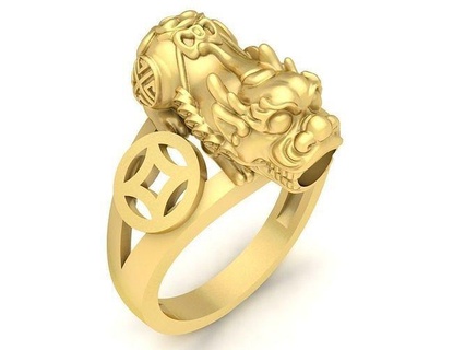 24k chanceux feng shui pixiu femmes bague 3587 bijoux mode accessoires or diamant femme Nouveau conception anneaux 3d print model - Mito3D