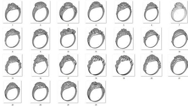 25 argolas stl jóia anel jóias designer dis fusão moda prata ouro diamante esterlina brilhante noivado joalheria imprimível vintag 3d print model - Mito3D