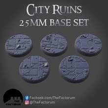 25mm city ruins set stl file supported wargaming tabletop 28mm base basing printable print warhammer 40k scifi rubble urban games toys 3d print model - Mito3D