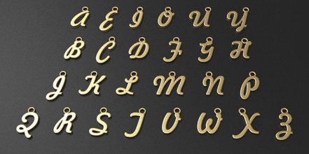 26 alfabeto lettera pendente 3dm modello 3d collezione testo gioielleria oro stampabile argento sterlina collana ciondoli ragazzi linguaggio tipografia comporre 3d print model - Mito3D