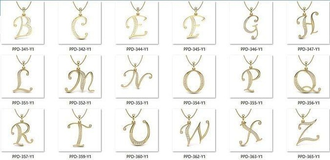 26 alphabet letter pendant 3dm model render details bulk diamond jewellery sterling jewelry necklace pendants kids 3d print model - Mito3D