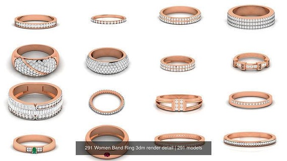 291 mujer banda anillo 3dm detalle joyería joya oro imprimible brillante anillos diamante lujo solitario platino precioso compromiso plata Boda unisexo 3d print model - Mito3D