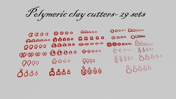 29 ensembles polymère argile coupeurs imprimable coupeur biscuit bague diamant mode accessoires boucles d'oreilles 3D print model - Mito3D